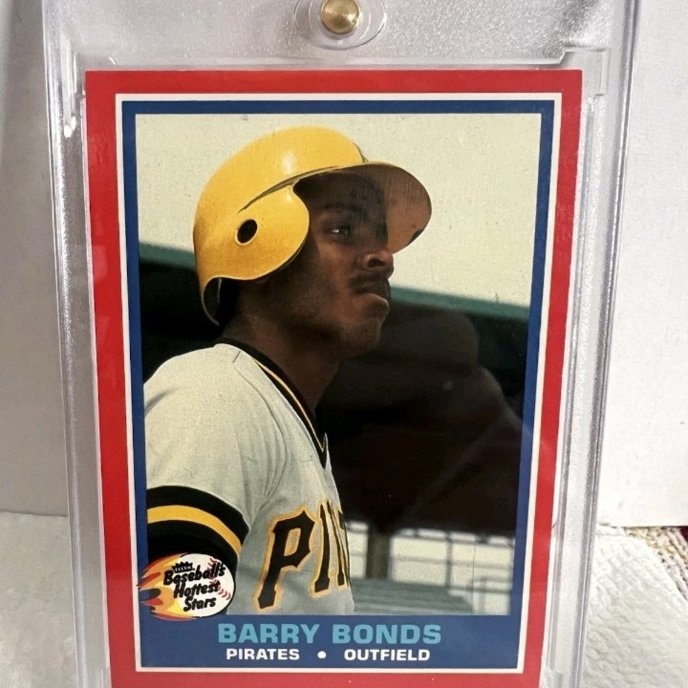 Barry Bonds Pittsburgh Pirates Baseball Card - Yellow Helmet, White Jersey